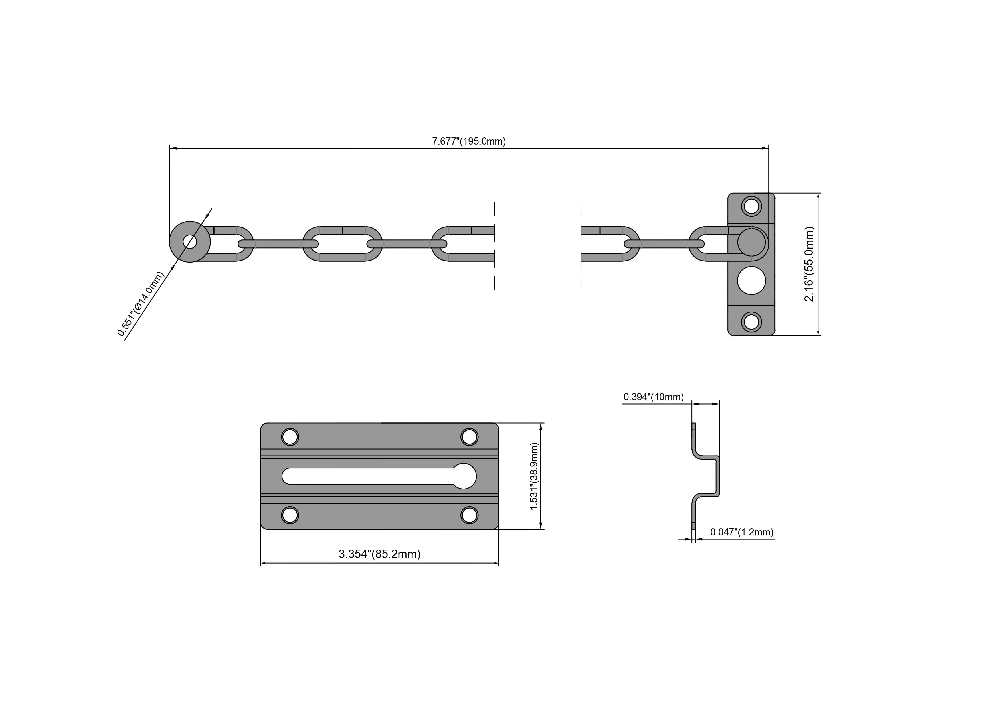 Hyper Tough Privacy Chain Door Guard, Steel material, Brass Plated, mounting hardware included