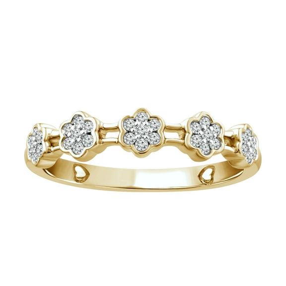 COLOR OF LOVE Sunflower Diamond Floral Band 1/6 ct. t.w. in 10K Yellow Gold, [includes Love Card]
