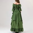 thumbnail image 2 of SWSMCLT Women's Acting Renaissance Dresses Bunched Chic Classic Ankle Elbow Sleeve Halloween Sundress Medieval Boho Dress Green Small-Medium, 2 of 5