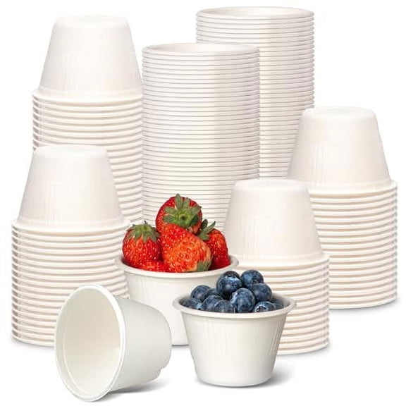 Fit Meal Prep 1000 Pack 4 oz 100% Compostable Disposable Condiment Cups, Biodegradable Bagasse Fiber Dipping Sauce Cups, Eco-Friendly Sample Cups for Snack, Souffle, Portion, Tasting, Microwave Safe