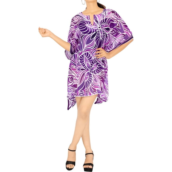 HAPPY BAY Women's Beachwear Swimsuit Coverups Summer Swim Beach Dress Cover ups for Swimwear Women Bohemian Bathing Suit M-L Violet, Floral