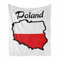 thumbnail image 1 of Poland Soft Flannel Fleece Throw Blanket, Simplistic Design Traveling with a Map and Flag European Country, Cozy Plush for Indoor and Outdoor Use, 70" x 90", Vermilion Charcoal Grey, by Ambesonne, 1 of 5