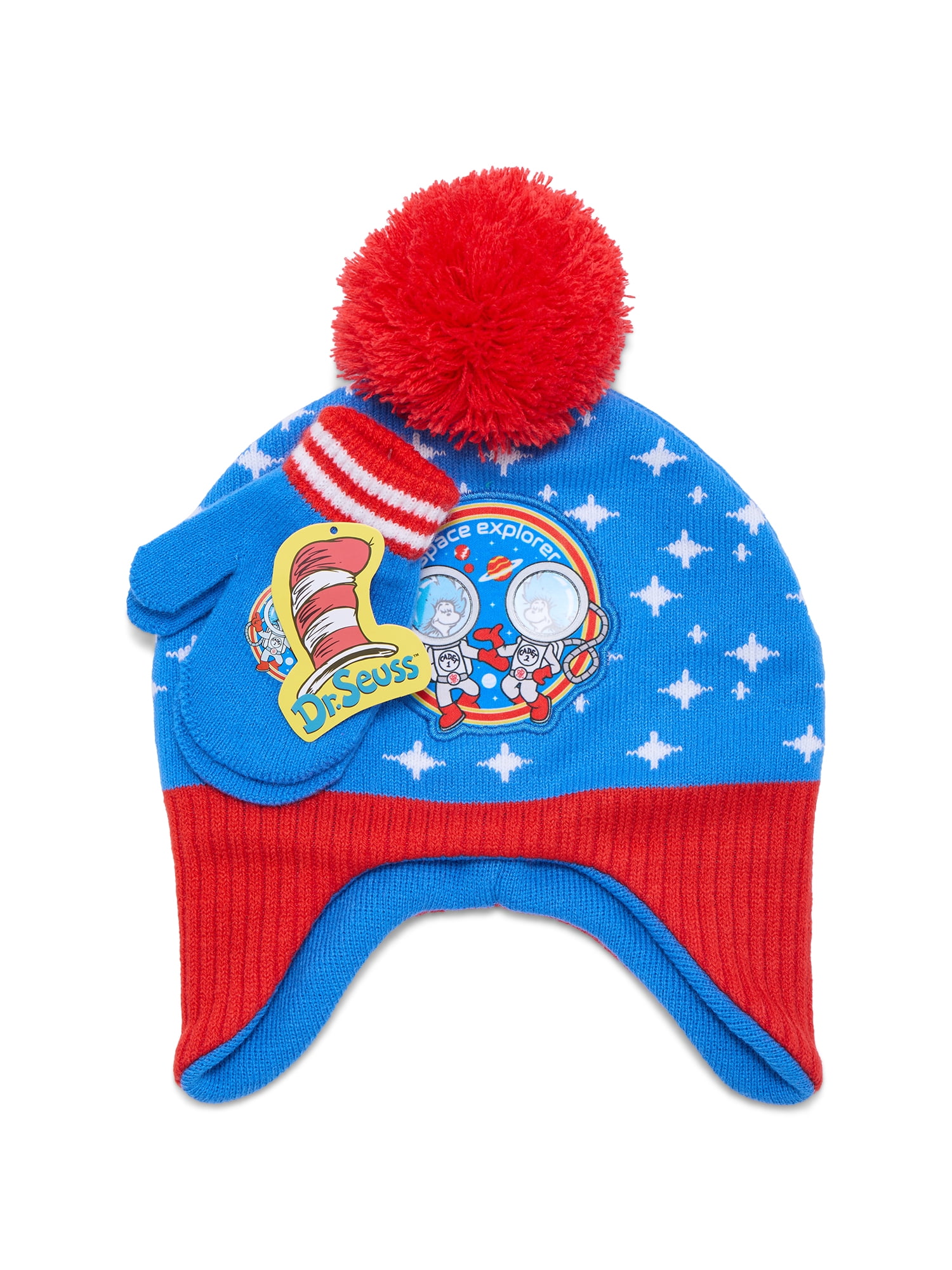 Dr. Suess Thing 1 and Thing 2 Toddler Beanie and Gloves Set, 3-Piece