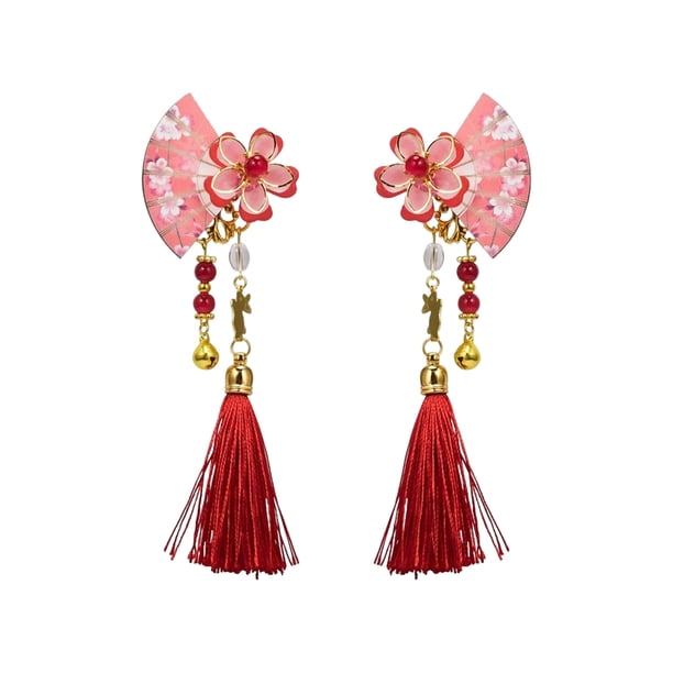 Guardurnaity Pinza para el pelo con forma de abanico para mujer, 2 piezas, horquilla para el pelo, accesorio decorativo para peinado, fiesta, viaje Accesorio para el cabello Rojo
