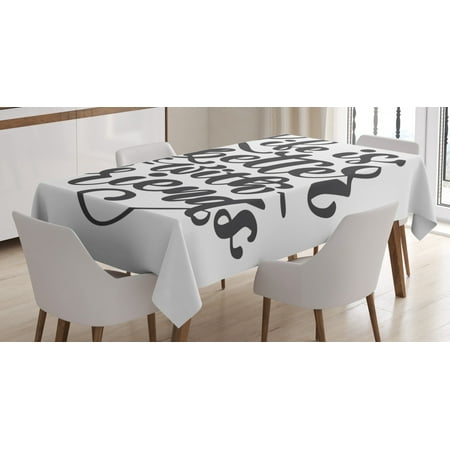

Best Friend Tablecloth Life Is Better With Friends Cursive Illustration on Plain Background Rectangular Table Cover for Dining Room Kitchen 60 X 90 Dimgray and White by Ambesonne