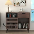 thumbnail image 5 of Furtivusia Record Player Stand with Power Outlets, Vinyl Record Cabinet with Sliding Door, Turntable Stand with Storage for Living Room, Study, Walnut, 5 of 9