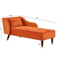 thumbnail image 3 of Fashionable Design with Tilted Backrest and Curved Armrests - Cozy Home Embellishment Orange Velvet Chaise Lounge Chair, 3 of 6