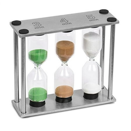 Internets Best Stainless Steel Sand Timer | 3, 4, and 5 Minutes | Colorful Hourglass Sand Clock Timers Kitchen | 3 in 1 | (Best Sleep Timer App)
