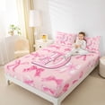 thumbnail image 3 of Manfei Pink Ribbon Bow Bed Sheets For Girls,Kids Letter D Personalized King Sheets,4 Pieces, 3 of 6