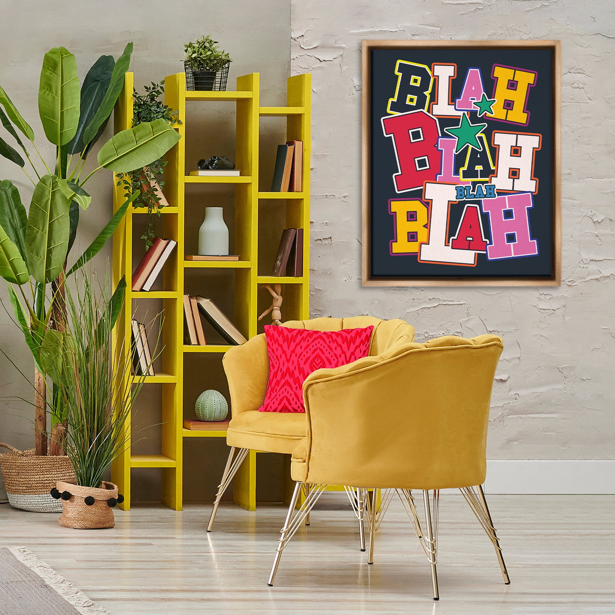 Stupell Industries Bold Blah Blah Text Text & Numbers Painting Brown Floater Framed Canvas Art Print Wall Art, 25 x 31
