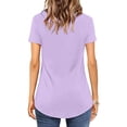 thumbnail image 4 of Purple Women's Short Sleeve T-shirt, Womens Summer Tops V Neck Short Sleeve Basic Plain Tee T Shirt,Women's Short sleeve T-shirt XL, 4 of 5