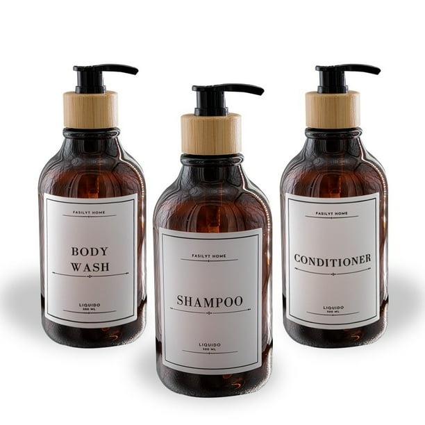 Kit de 3 Dispensadores de Jabon | 500 ML de Capacidad | Set de Juego de Baño para Manos | Botellas Dispensadoras de Shampoo