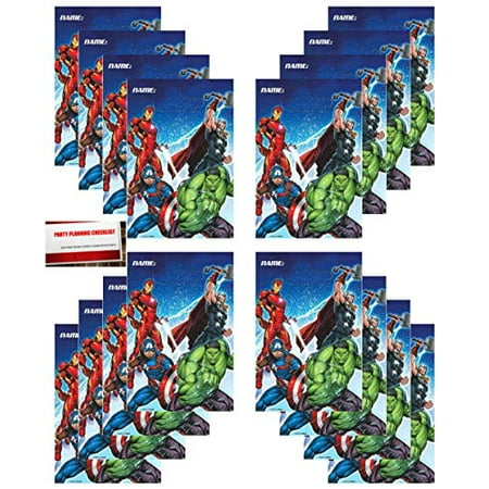 Mardel Treats - Marvel Epic Avengers 16 Pack Party Plastic Loot Treat Candy Favor Bags (Plus Party Planning Checklist Mikes Super Store)