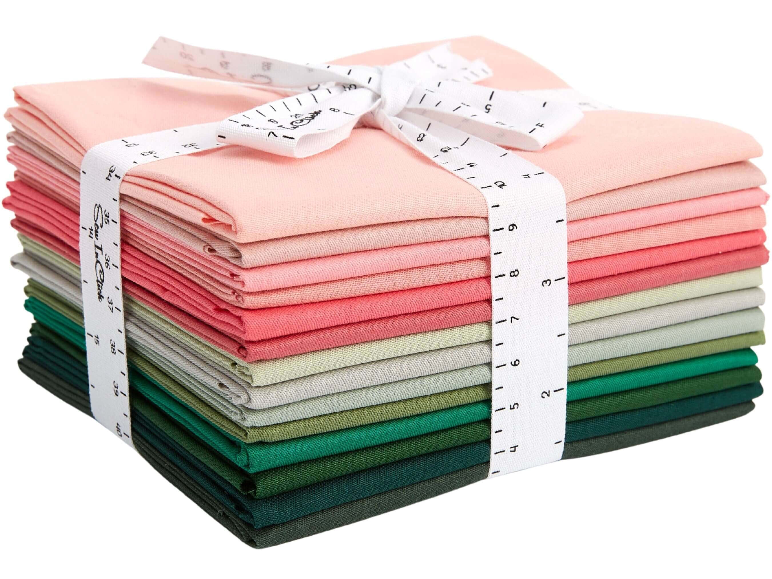 Fat Quarter Bundle -100% Cotton | Pure Solids | Pink  Emerald Greens l Mix Colors | Quilting Soft Fabric | Special Gift