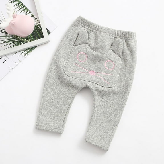 uublik Toddler Sweatpants Keep Warm Leggings Cute Printed Elastic Waist Fleece Lined Full Length Pants