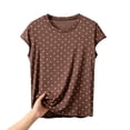 thumbnail image 3 of Loopsun Womens Short Sleeve Pajama Tops Print Round Neck Short Sleeve Thin Loose Loungewear, 3 of 5