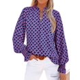 thumbnail image 3 of Womens V Neck Floral Long Sleeve Tops Summer Casual Loose Puff Sleeve Chiffon Boho Work Blouse Dressy T Shirts Purple L, 3 of 6