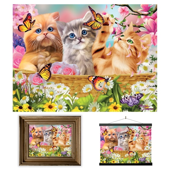 3D LiveLife Lenticular Wall Art – Kitten Fun Time by Deluxebase | 3D Cat Art by Michael Searle