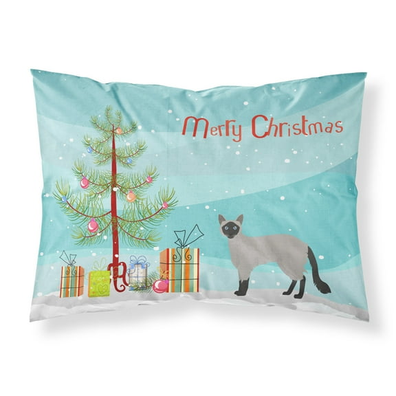 Balinese 1 Cat Merry Christmas Fabric Standard Pillowcase
