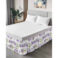 thumbnail image 3 of Purple Floral Ruffle Bed Skirt Queen Size Green Leaf Adjustable Elastic Dust Bed Skirts Wrap Around Bedskirt Wrinkle Free Easy Fit with 16 Inch Drop, 3 of 8