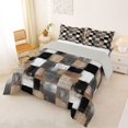 thumbnail image 2 of Homewish Retro Brown Checkerboard Full Size Comforter Sets,Retro Geometric Bedding Comforter Set,Light Gray Reversible,3 Pieces,1 Comforter and 2 Pillowcases, 2 of 7