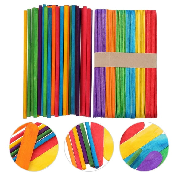 Mobutofu 100Pcs Mixing Sticks Multi-colored for Diy Enthusiasts and Ice Popsicle Maker