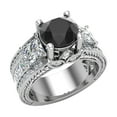thumbnail image 1 of Black Diamond Engagement Rings for Women 7.30 mm 4.85 carat Past Present Future Style 14K White Gold, 1 of 5