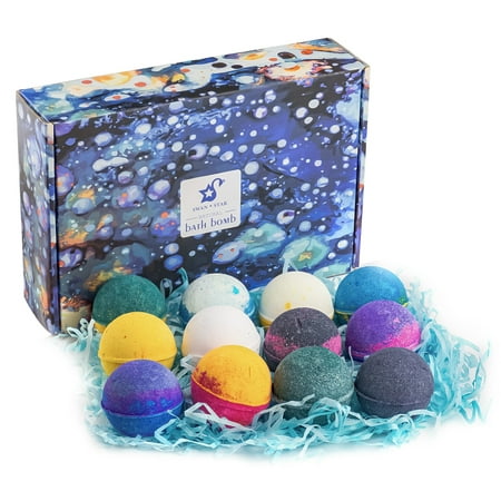 - SWAN ☆STAR Bath Bombs with Organic Coconut Oil Individually Wrapped Perfect for Bubble & Spa Bath Pack of 12