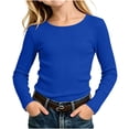 thumbnail image 6 of Bovxnpu Girls Long Sleeve Shirts Undershirts Ribbed Long Sleeve Crew Neck Top Fall Winter Outfits, 6 of 8