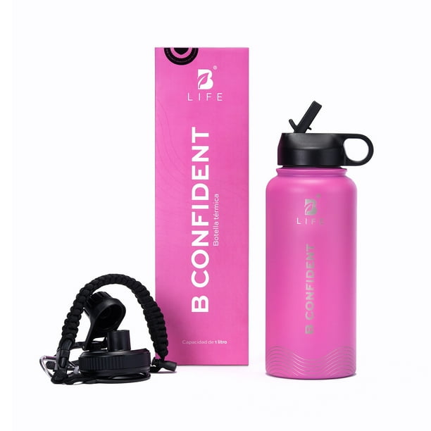 Botella Térmica Color Rosa 1L (32 Oz) B Confident | Libre de BPA | B Life