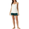 thumbnail image 2 of INSPIRE CHIC Women's Loungewear Solid Color Ruffle Trim Camisole Tops with Shorts Pajama Sets S White, 2 of 6