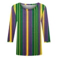 thumbnail image 4 of Gamivast Womens Mardi Gras Sweatshirts Striped 3/4 Sleeve Funny Graphic Pullover Fitted Crewneck Tunic Casual Tops Holiday Carnival Party Outfits 2026, 4 of 6