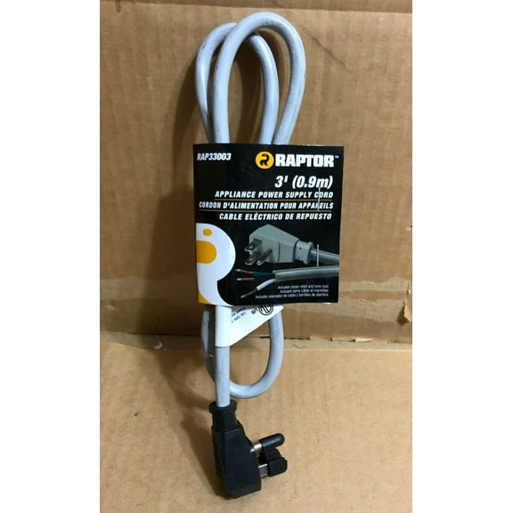 Raptor Appliance Power Supply Cord 3Ft, 16Gauge Rap33003 **