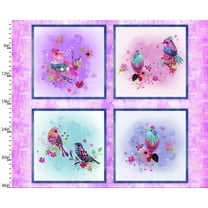 Bright Birds Panel Cotton Fabric