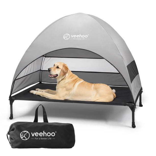 Cama Elevada para Perros Veehoo con Dosel para Perros Grandes Negra