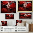 thumbnail image 4 of Designart "Woman Portrait with Flowers in Black and Red" Fashion Framed Wall Art Decor - Glam Red Fashion Woman Hallway Framed Wall Art Decor, 4 of 6
