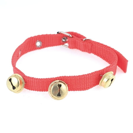 Nylon Eyelet - Unique Bargains Bells Decoration Single Prong Buckle Eyelet Red Nylon Adjustable Collar for Dog