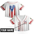 thumbnail image 2 of Lotusprinthandmade Personalized Name Puerto Rico Crop Top Baseball Jersey for Women XS-XL Multicolor, 2 of 5