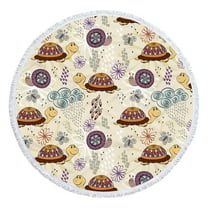 Matoen Round Beach Towel Microfiber Oversized Sea Turtle Circle Beach Blanket with Tassels Soft Thick Beach Throw Bath Pool Towel Meditation Mat 61 Inch