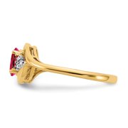 Finest Gold 14K Yellow Gold Ruby & Diamond Ring - Size 7