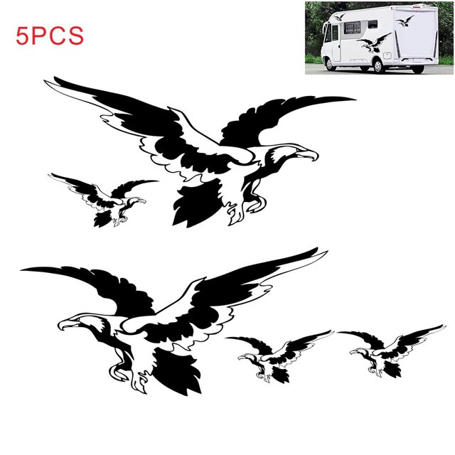 Calcomanías de Águila para Autos - Diseño Tribal Feroz, 5 Piezas D-1223 - Resistente al Agua y Fácil de Aplicar