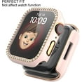 thumbnail image 3 of 2 Pack Bling Case for Apple Watch SE 2 Series 6/5/4 SE 44mm with Tempered Glass Screen Protector, All Round Full Protection Hard PC Cover Bumper for iWatch Accessories, Pink, 3 of 5