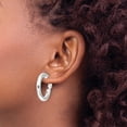 thumbnail image 3 of Diamond2Deal 925 Sterling Silver 25.5x4mm Omega Back Round Hoop Earrings for Women (L- 1.01 inch, W- 1.01 inch), 3 of 6