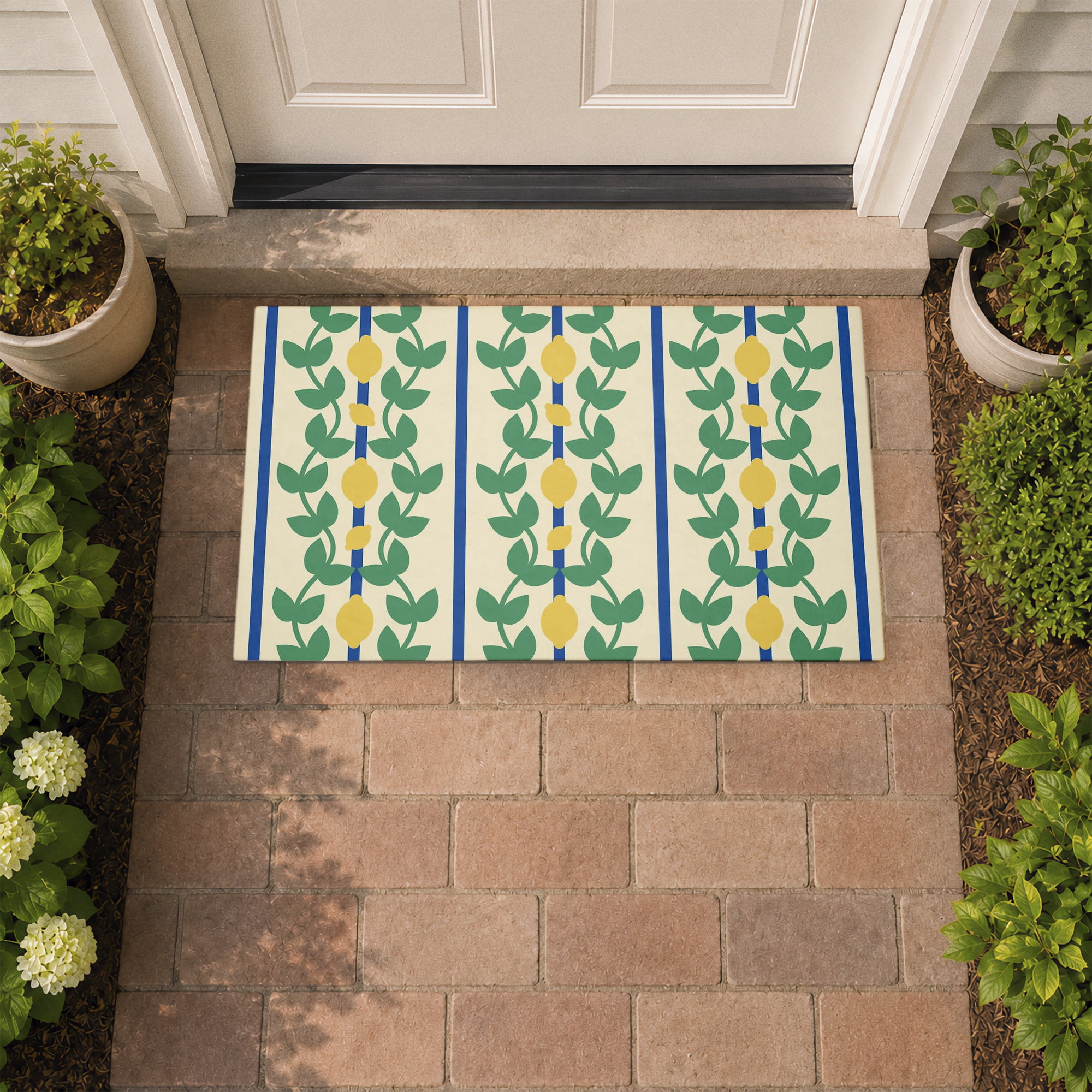 Stupell Industries Lemon Vine Pattern Printed Outdoor Door Floor Mat, design by Lil' Rue