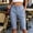 *Blue, variant on Women's Button Zipper High Waist Straight Leg Capri Cropped Shorts with Pockets, Casual Summer Work Shorts Green,Women's Plus XXL