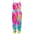 thumbnail image 2 of NAISIBABY Girls Suspenders Jumpsuit, Sleeveless Tie-Dye Gradient Printed Causal Summer Romper Hot Pink 3-4T, 2 of 5