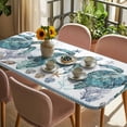 thumbnail image 3 of Coastal Turtle Table Cloths for 4 Foot Rectangle Tables, Nautical Starfish Coral Jellyfish Stripes Patio Waterproof Elastic Fitted Tablecloths, Washable Rectangular Table Cover for Camping, 3 of 8