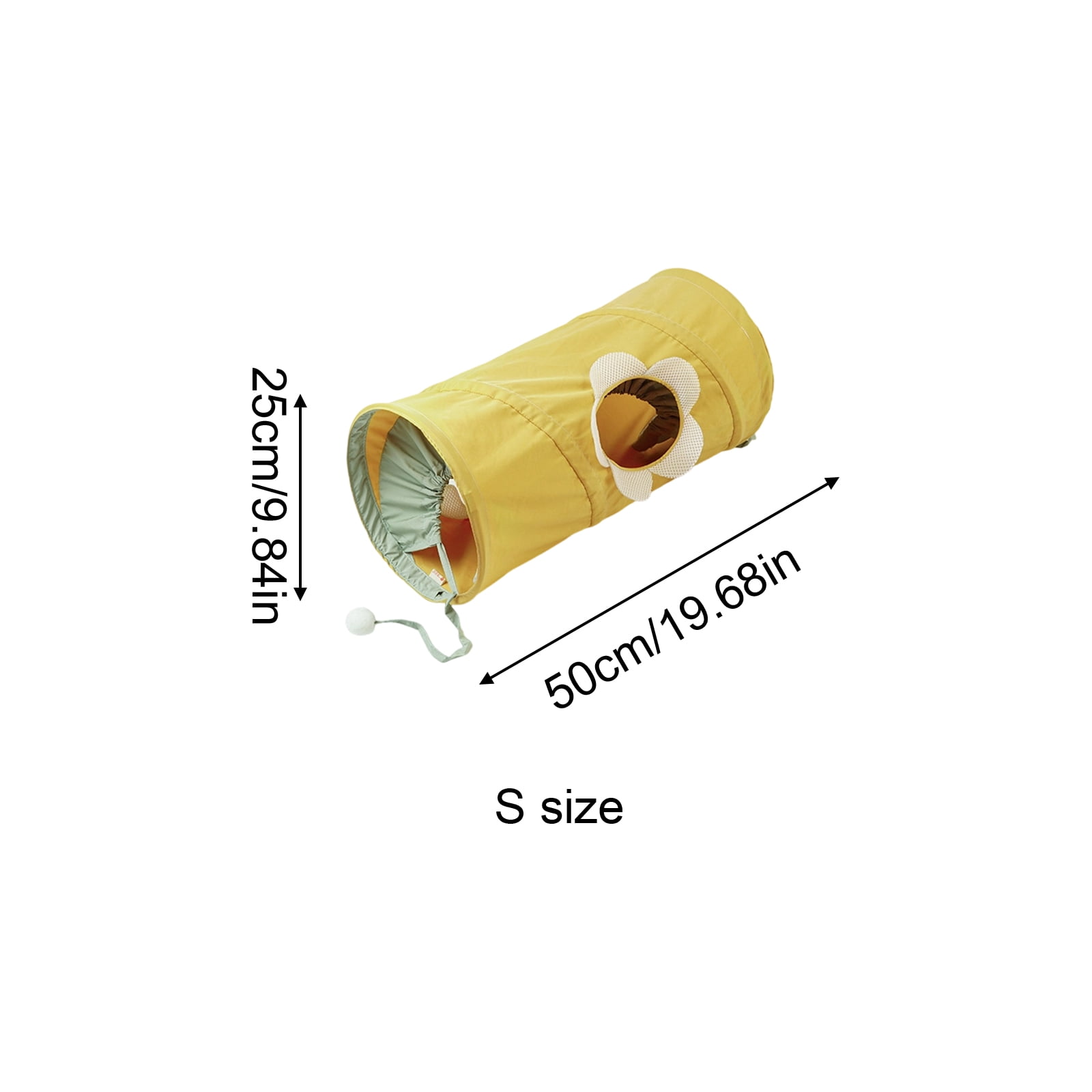 Cat Tunnel Toy, Foldable Yellow, 1 Pack,Suitable for Indoor Cats Play Hideout