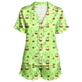 thumbnail image 4 of MEZZALL Pajama Sets For Women 2 Piece Comfortable Halloween Home Sleep Lapel Collar Tie Front Ruffle Short Sleeve Tops Elastic Waist Ruffle Shorts Breathable Pjs, 4 of 4