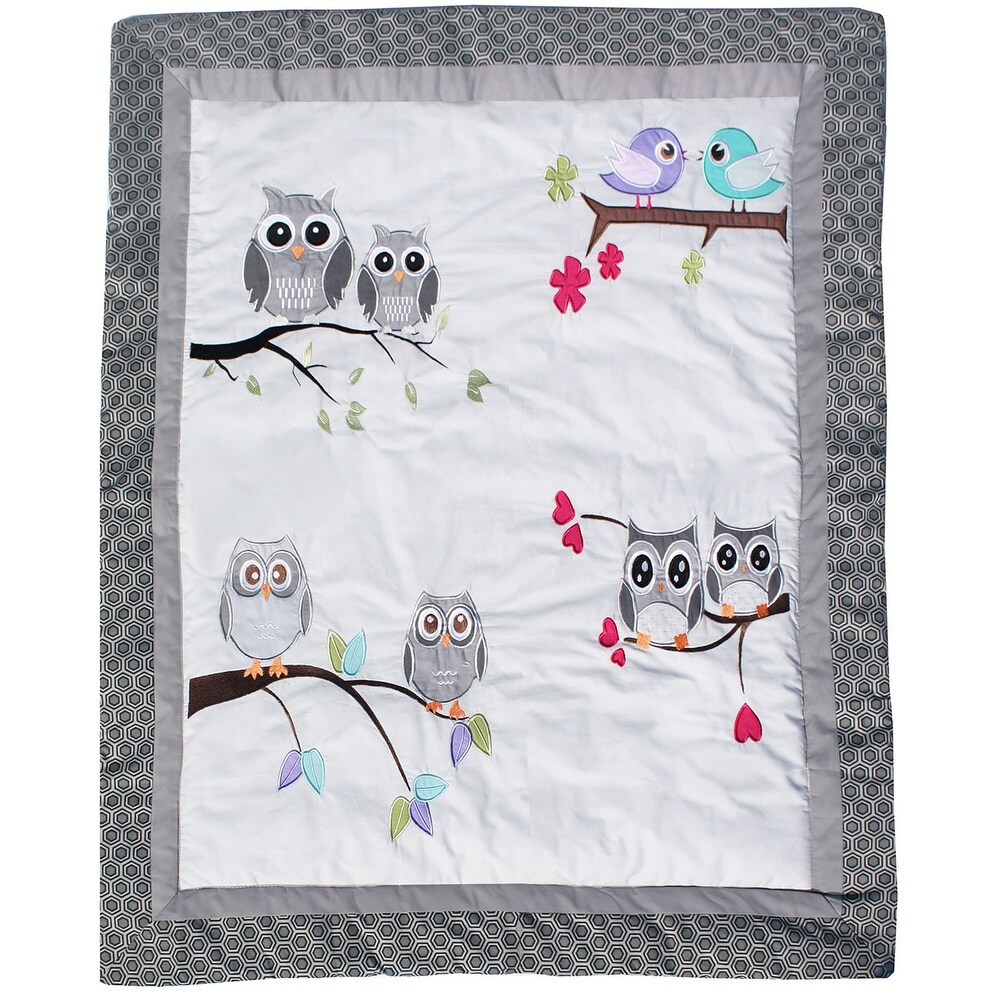 BabyFad  Owl Grey 9 Piece Crib Bedding Set Grey - Bird - image 4 of 5